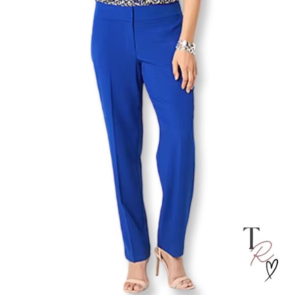 Black Label by Evan-Picone Straight-Leg Career Pants True Cobalt Blue Size 4 - Picture 1 of 11